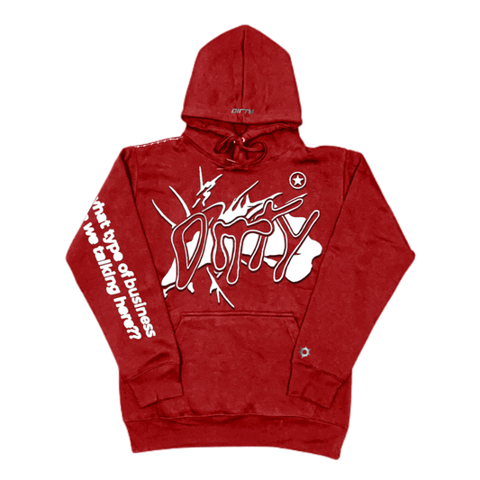 Dirty Puff Print Hoodie [RED]